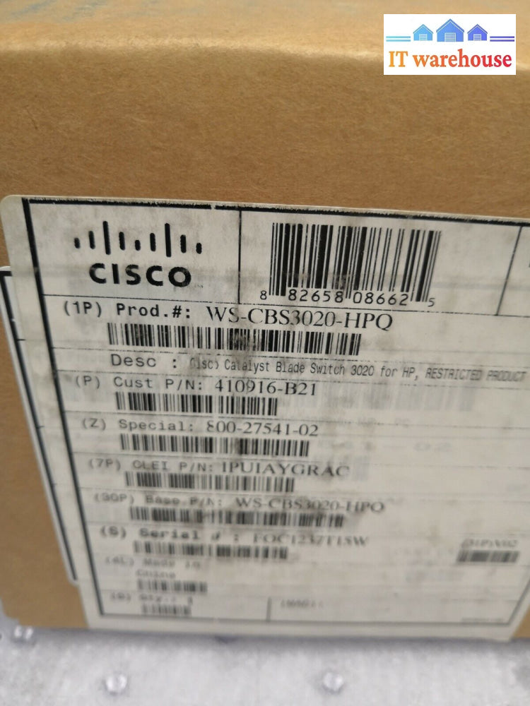 - New Hp Cisco Catalyst 410916-B21 Ws-Cbs3020 8-Ports Multi-Layer Blade Switch