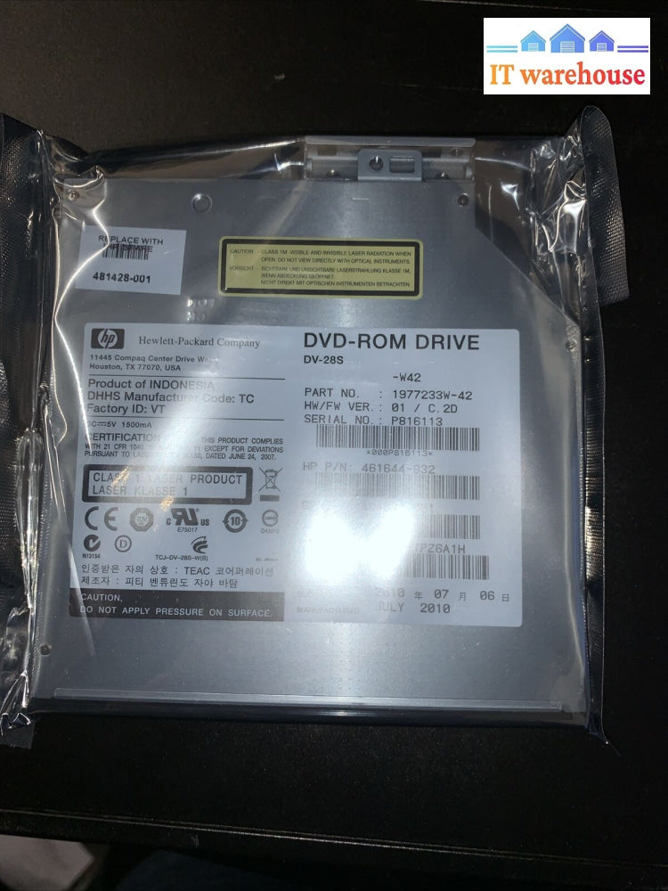 New ~ Hp Slim 12.7Mm Sata Dvd-Rom 481041-B21 652294-001 481428-001