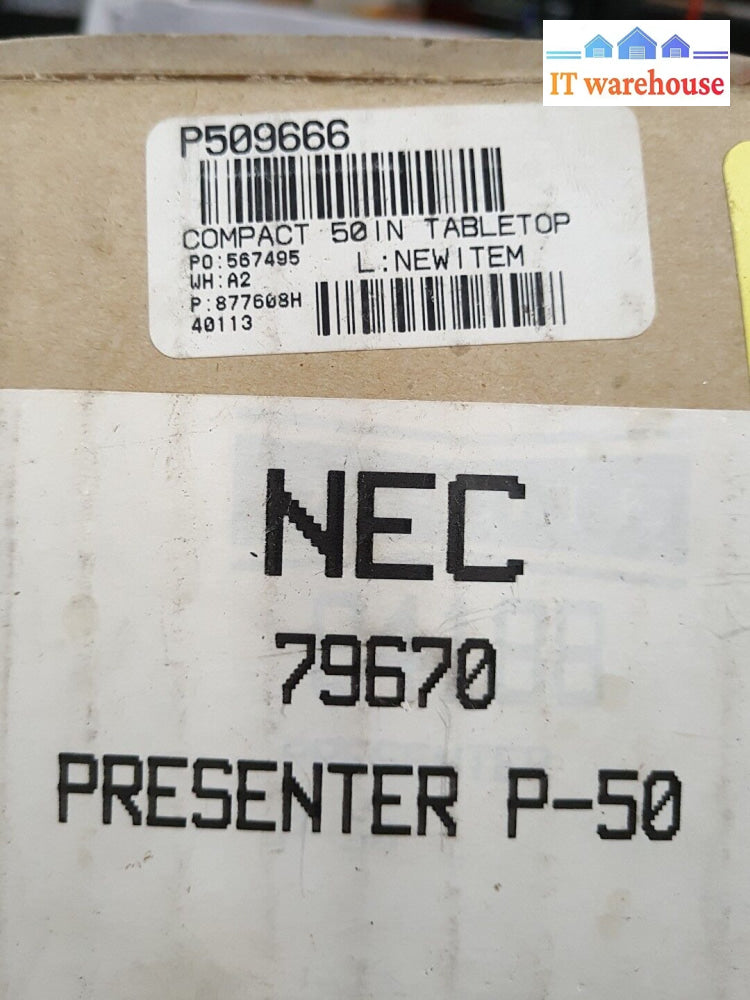 - New In Box Nec 79670 50’ Tabletop Presenter P-50 Projector Screen P509666~@