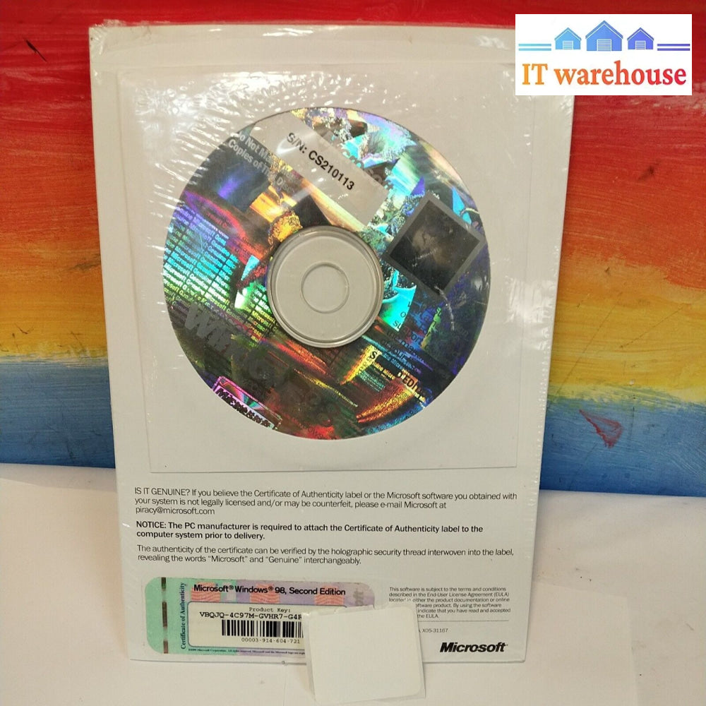 New ~ Microsoft Windows 98 Second Ed Boot Disk & Cd