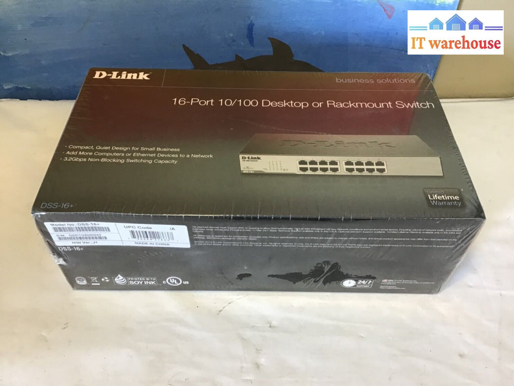 New Sealed 16-Port 10/100 Desktop Or Rackmount Switch Model No.:dss-16 +