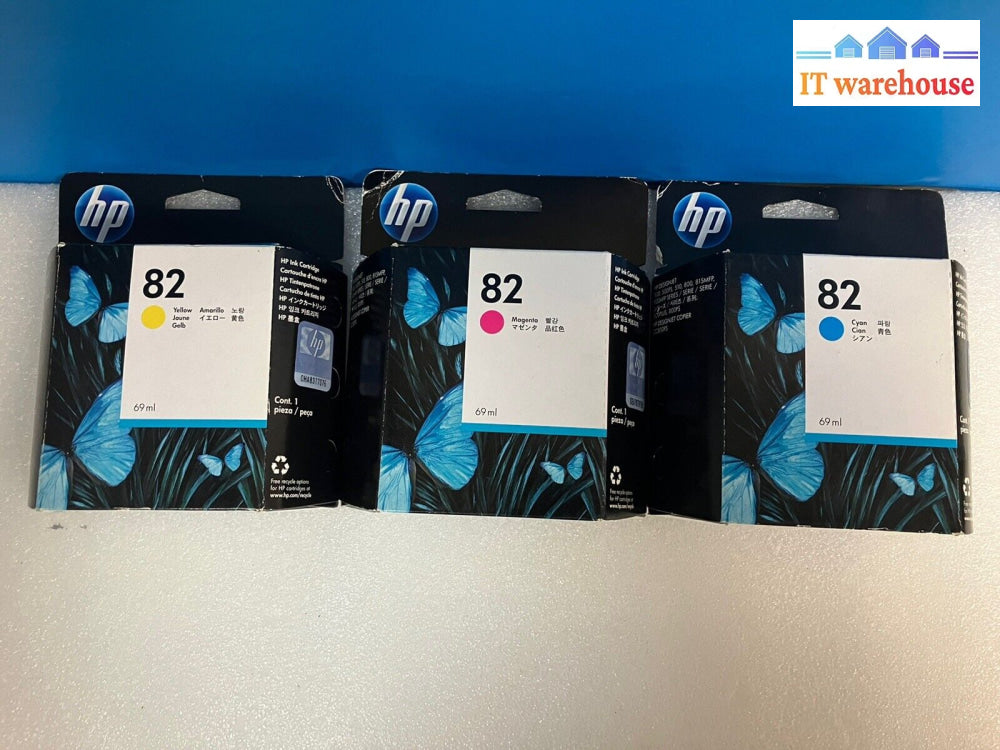 ~ (New Sealed) 3X Genuine Oem Hp 82 Mixed Color Ink Cartridge (Expiration 2013)