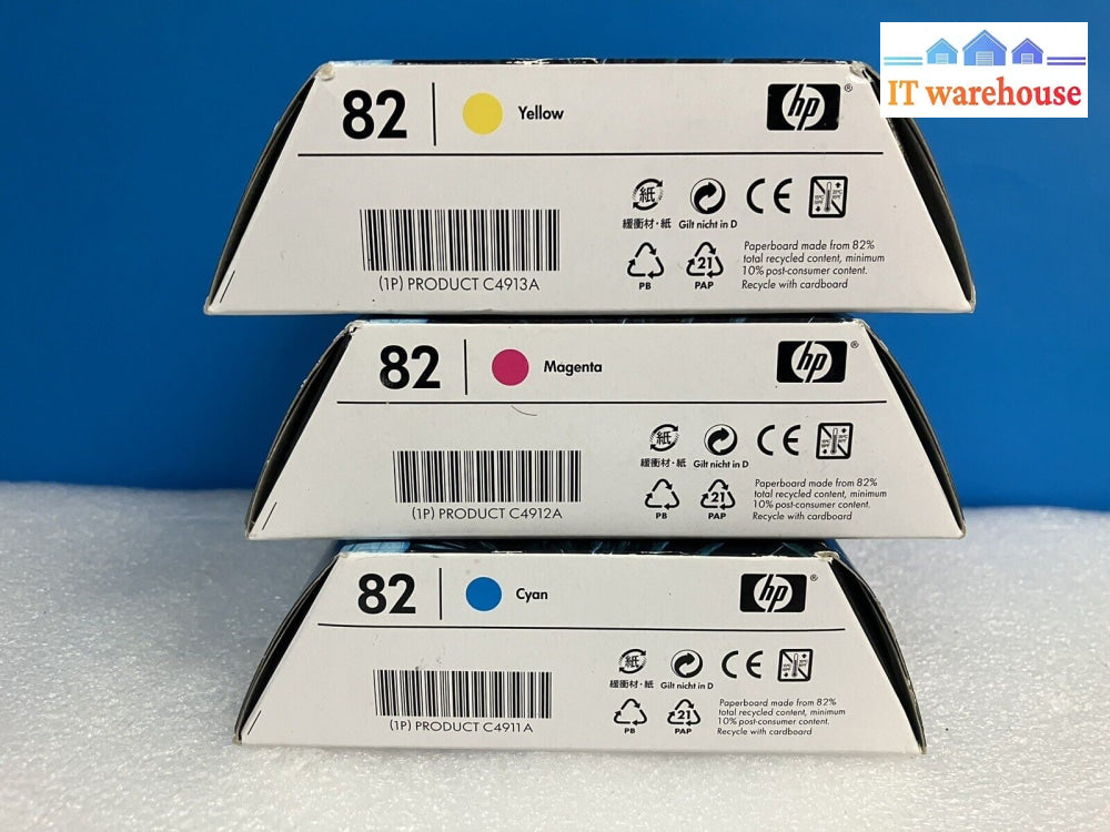 ~ (New Sealed) 3X Genuine Oem Hp 82 Mixed Color Ink Cartridge (Expiration 2013)