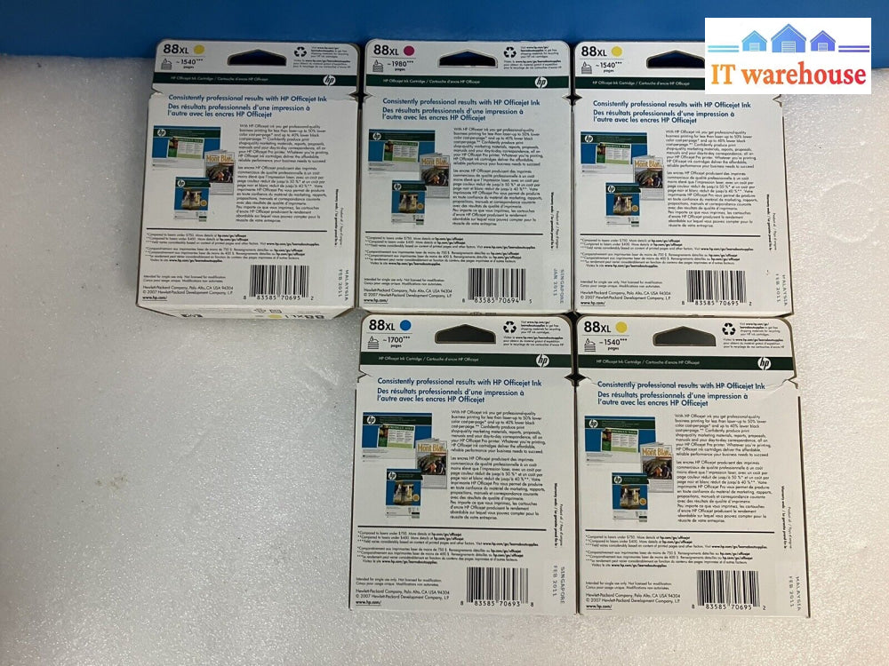 ~ (New & Sealed) 5X Genuine Hp Officejet 88Xl Mixed Color Cartridge (Exp 2011)