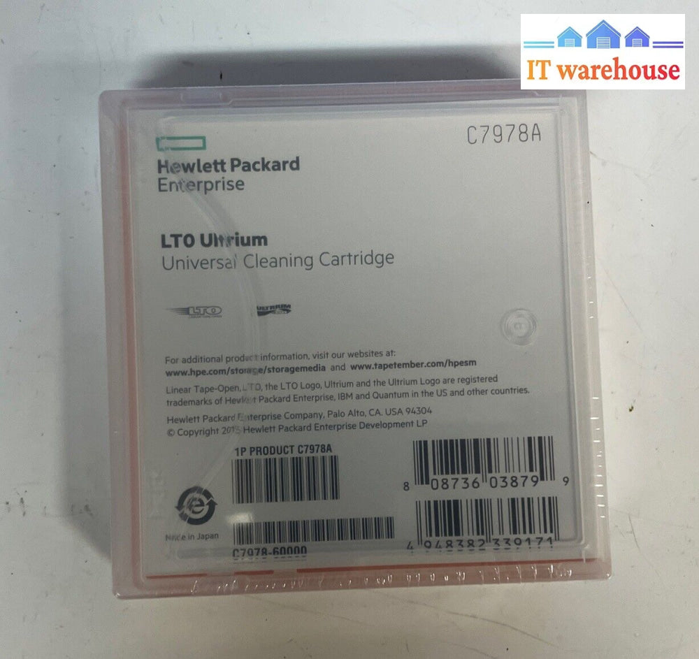 (New & Sealed) Hpe Lto Ultrium Universal Cleaning Cartridge C7978A ~