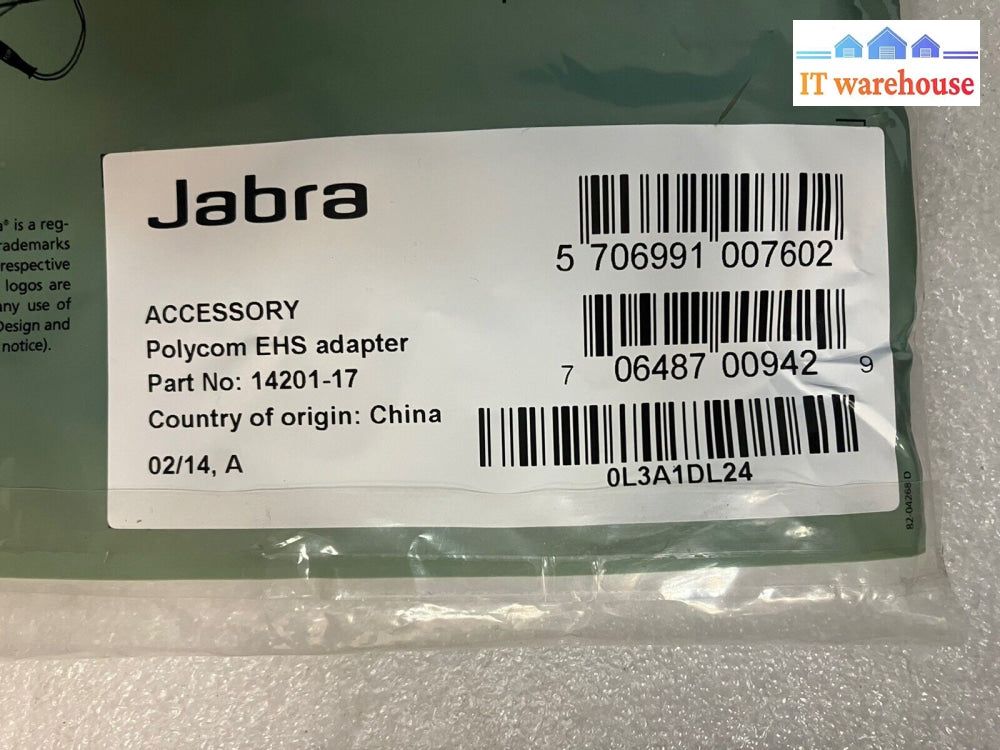 (New & Sealed) Jabra Link Ehs Adapter For Polycom Ip Phones Part P/N: 14201-17 ~