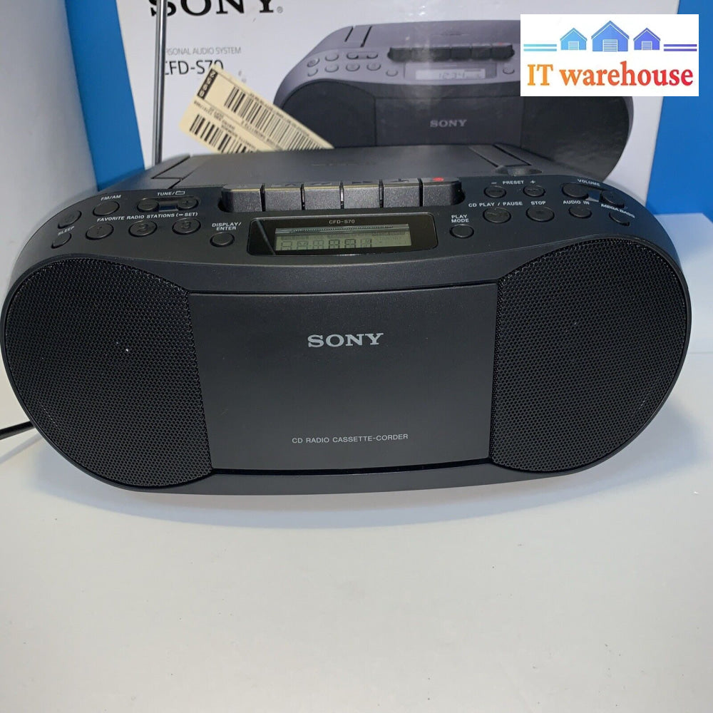 New ~ Sony Cfd-S70 Black Am/Fm Cd Radio Cassette Tape Recorder Boombox