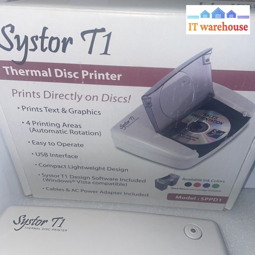 New ~ Systor T1 Sppd1 Thermal Disc Printer (Windows Vista Cd)