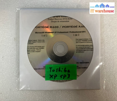 ~ New Toshiba Portege R600 / A600 Recovery Media Windows Xp Pro Sp3 (No Key)