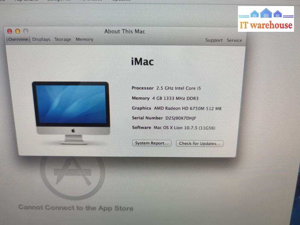 (Nice) Apple A1311 Imac 21’’ 2011 Core I5 2.5Ghz 4Gb Ram 500Gb Hdd Macos 10.7.5 -