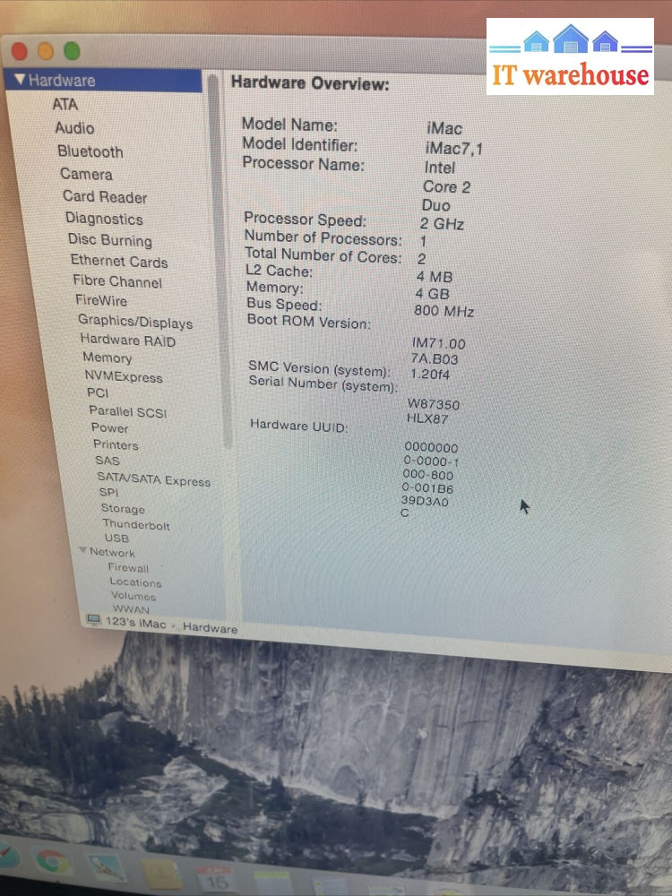 (Nice)Apple Imac 20” Mid 2007 C2D 2Ghz 4Gb 250Gb Ati Hd 2400 Xt Yosemite 10.10.5