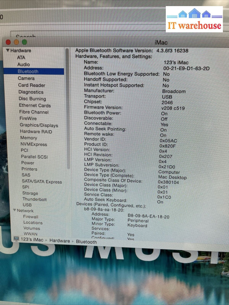 Nice ~ Apple Imac A1224 Mid-2008 20’ Intel Core 2 Duo 2.4G 4Gb 250G Osx 10.10.5