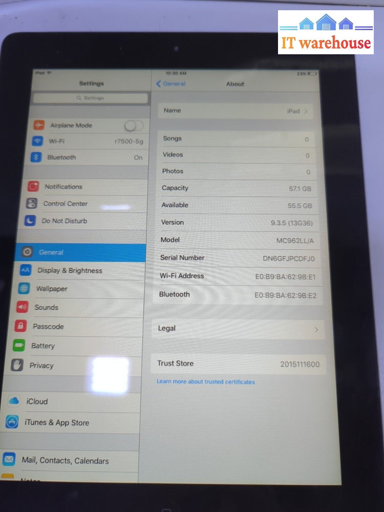 - (Nice) Apple Ipad 2 A1395 64Gb Wi-Fi 9.7In Black Unlocked Tested