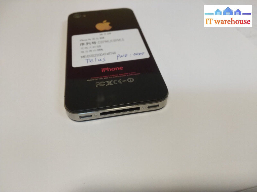 Nice@ Apple Iphone 4S 8Gb (Carrier: Telus) Cell Phone