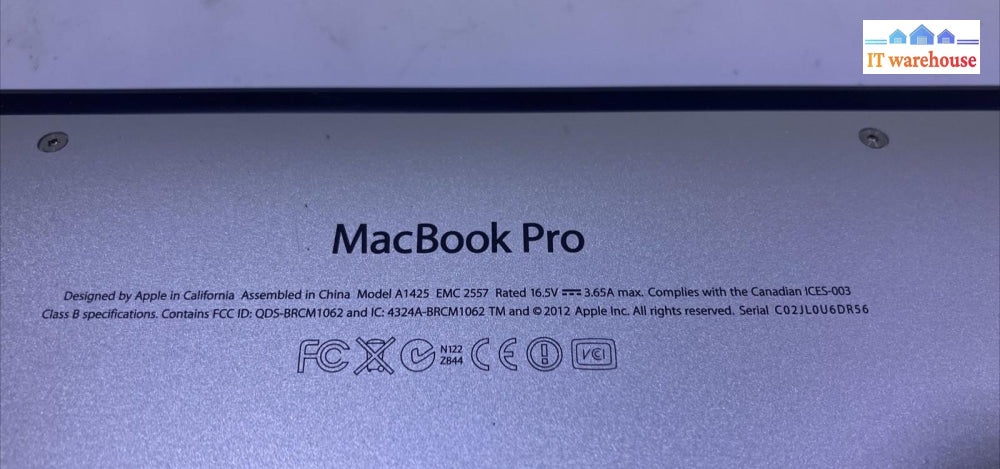 ~ (Nice) Apple Macbook Pro 13’ Retina A1425 Intel Core I5 Cpu /8Gb Ram 500Gb Ssd