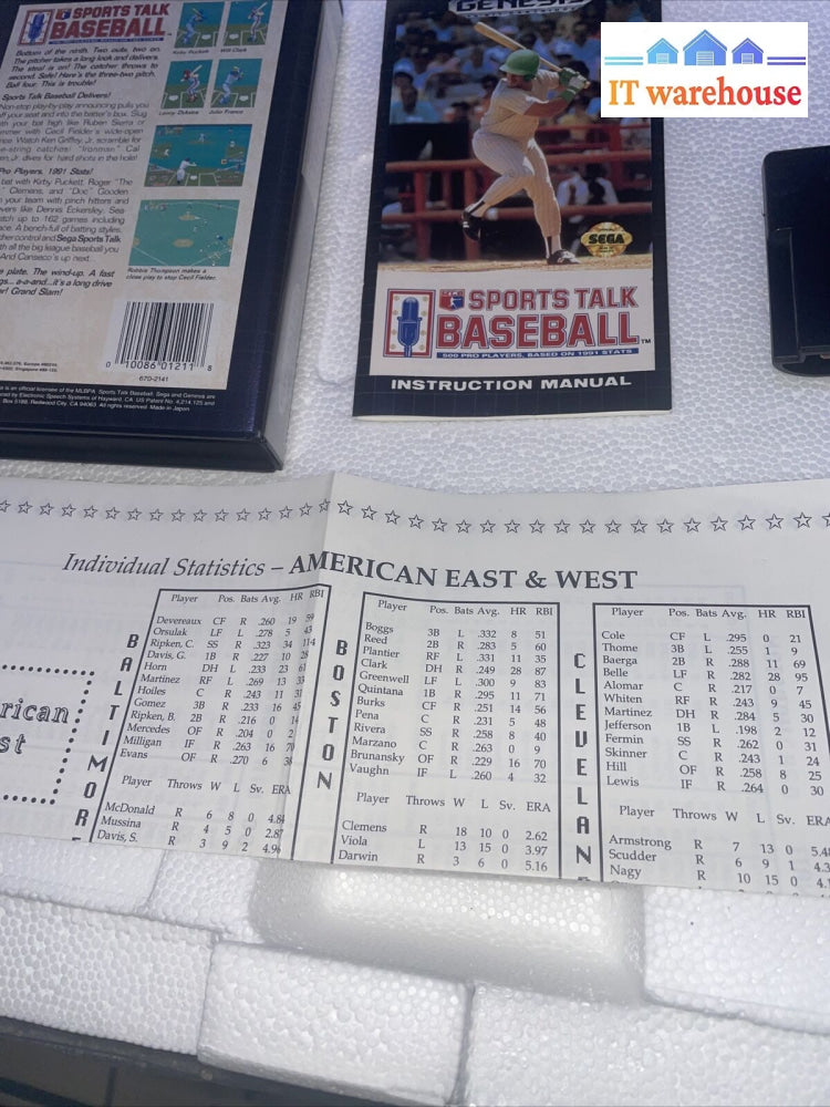 (Nice Condition) Sports Talk Baseball Sega Genesis Complete With Manual