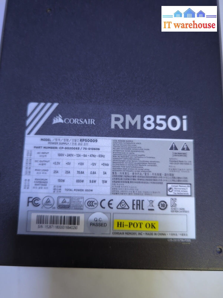 (Nice) Corsair Rm850I Rps0009 850W 2X 6 + 2 Pci-E/4 + 4Pin Cpu Power Supply Tested-