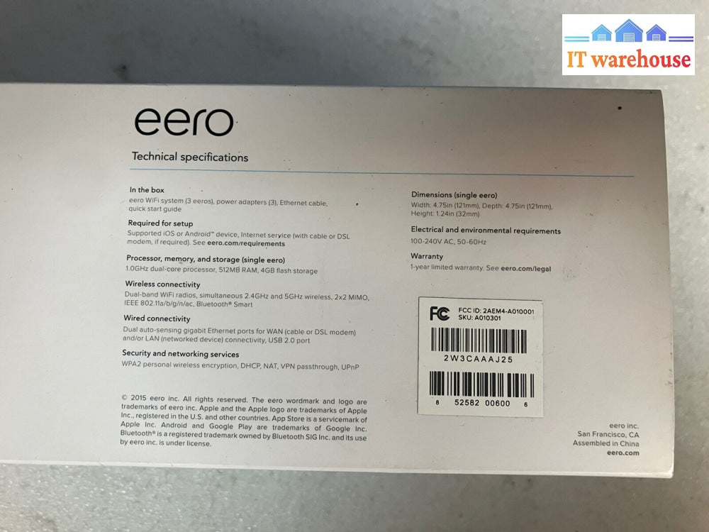 ~ (Nice) Eero Home Wifi System Pack Of 3 - 1St Gen P/N 2Aem4 A010001 / A010301