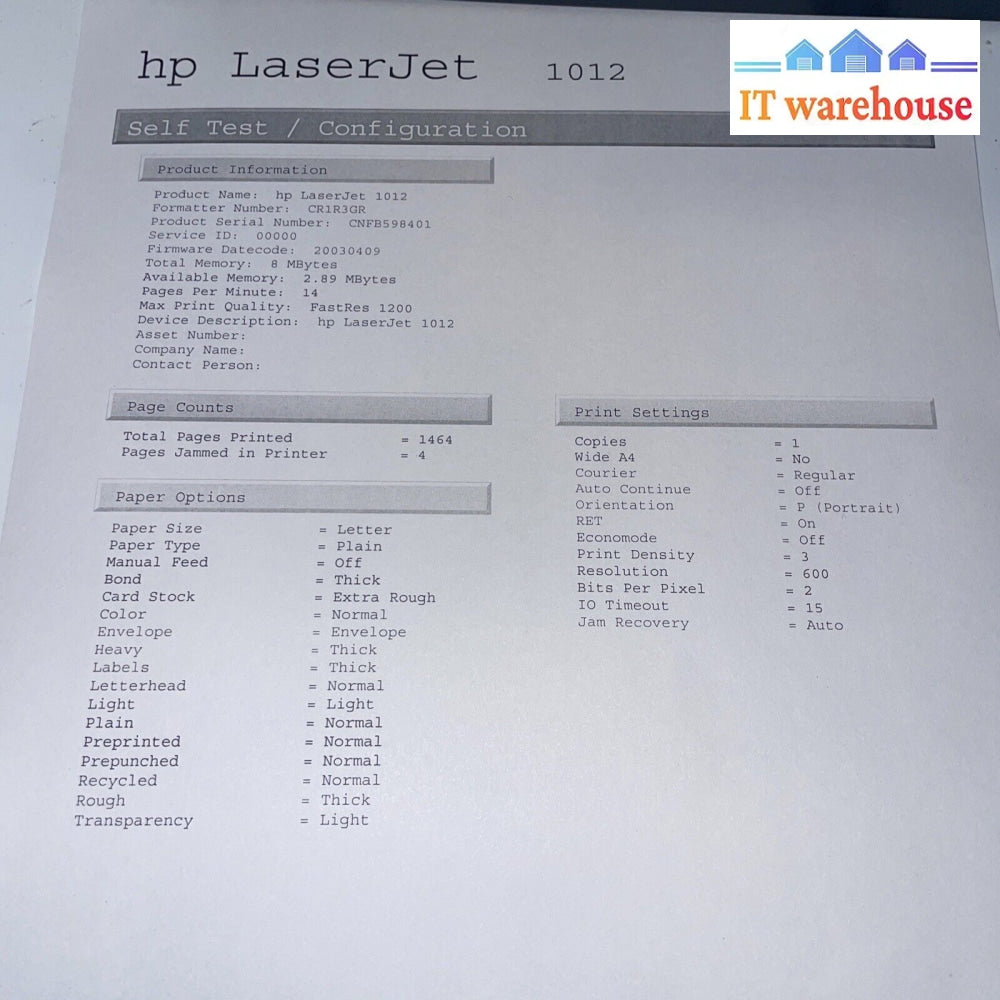 (Nice) Hp Laserjet 1012 Printer (Low Page Count 1.5K Only)