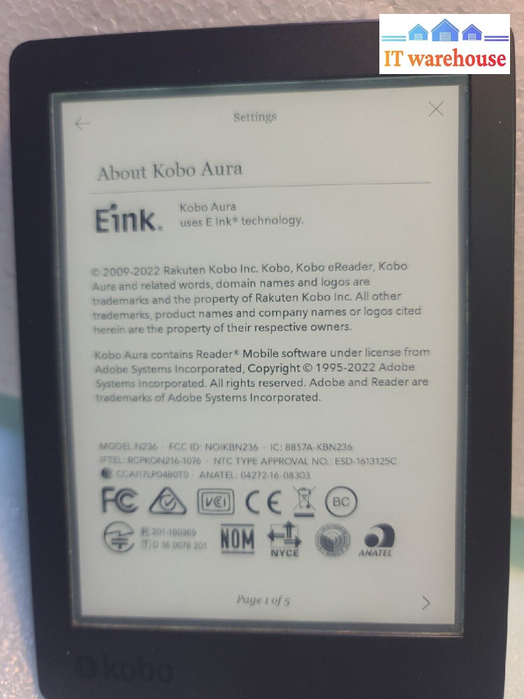 - (Nice) Kobo Aura Edition 2 N236 Wi-Fi 6.0’ 4Gb Ereader Tested