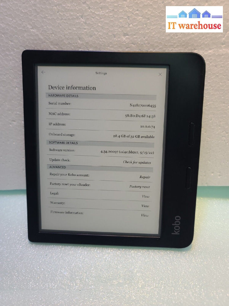 - (Nice) Kobo Libra 2 N418 7’ Touchscreen Wifi 32Gb Ereader Black