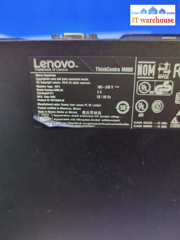 (Nice) Lenovo Thinkcentre M800 Sff Pc I7-6700 /16Gb Ram/256Gb Ssd/Wifi /Win10 -