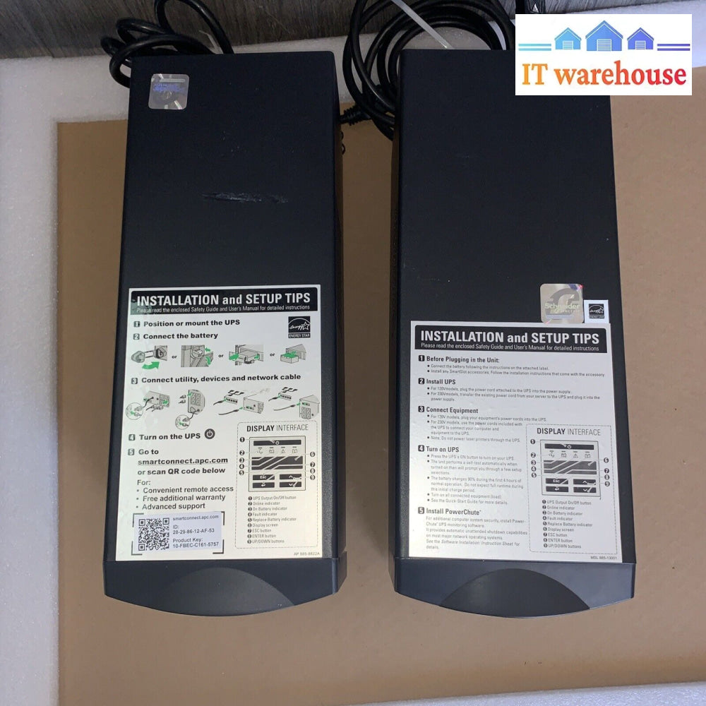 Nice ~ (Lot Of 2) Apc Smart-Ups 750 Power Backup Smt750C (No Battery)