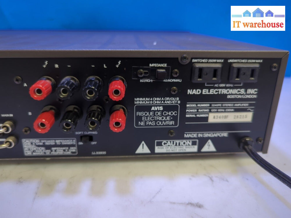 (Nice) Nad Stereo Amplifier 3240Pe 120V 60Hz Integrated Amp Tested -