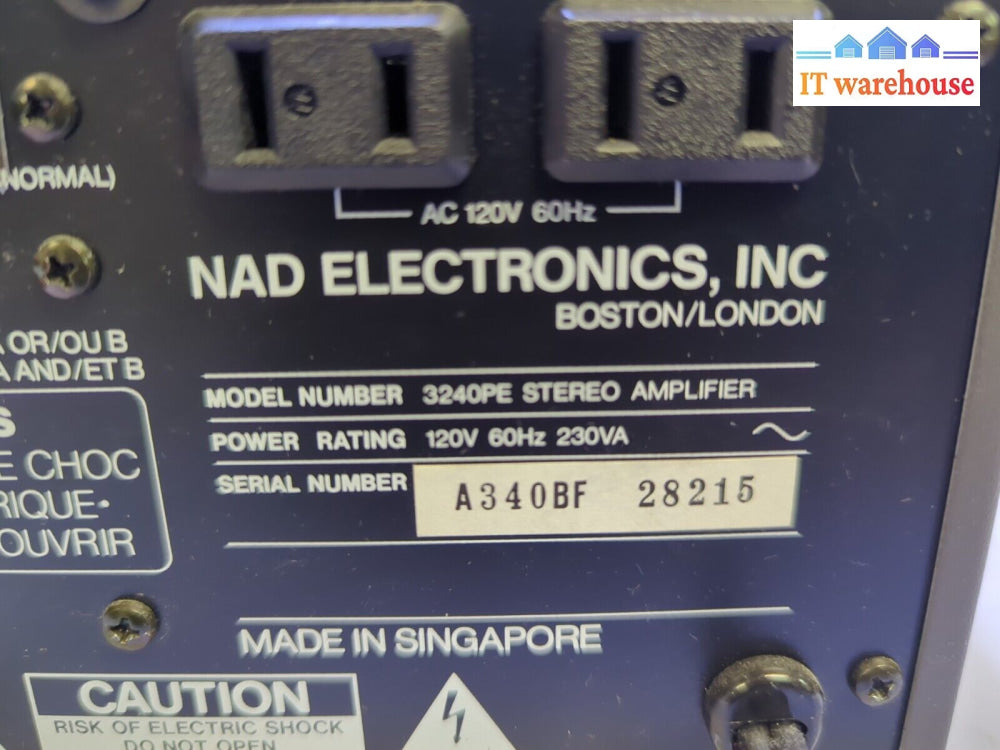 (Nice) Nad Stereo Amplifier 3240Pe 120V 60Hz Integrated Amp Tested -