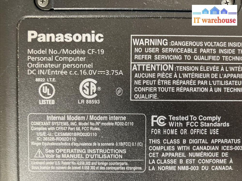 Nice ~ Panasonic Toughbook Cf-19 10.4’ Core Duo U2400 4Gb Ram 250Gb Laptop Winxp