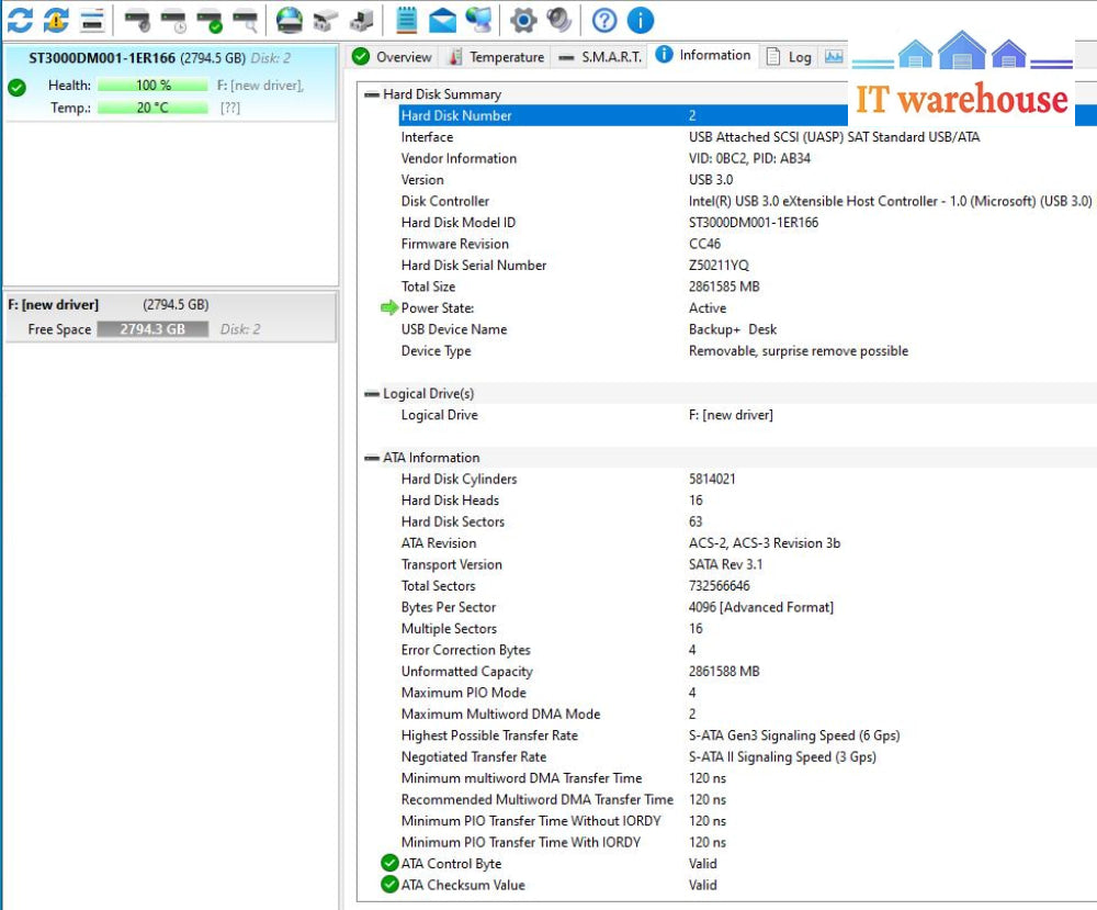 ~(Nice) Seagate Expansion 3Tb Desktop Hard Drive Srd00F2 1Kbap2 W/Ac & Usb Cable