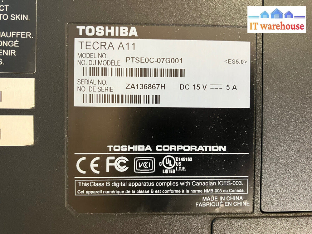 ~ (Nice) Toshiba Tecra A11 Laptop /I5 M560 2.67Ghz / 8Gb Ram 120Gb Ssd Win10