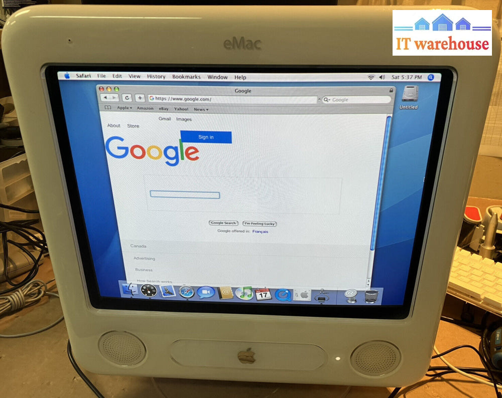 ~ (Nice) Vintage Apple Emac 2003 Powerpc G4 1Ghz 1Gb Ram 80Gb Hdd Wifi Os X 10.6