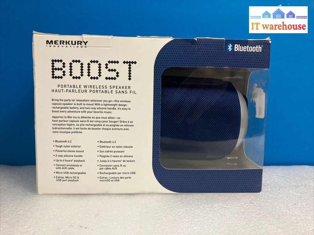 ~ (Open Box) Merkury Boost Portable Wireless Bluetooth Usb Speaker Mic-Sb220