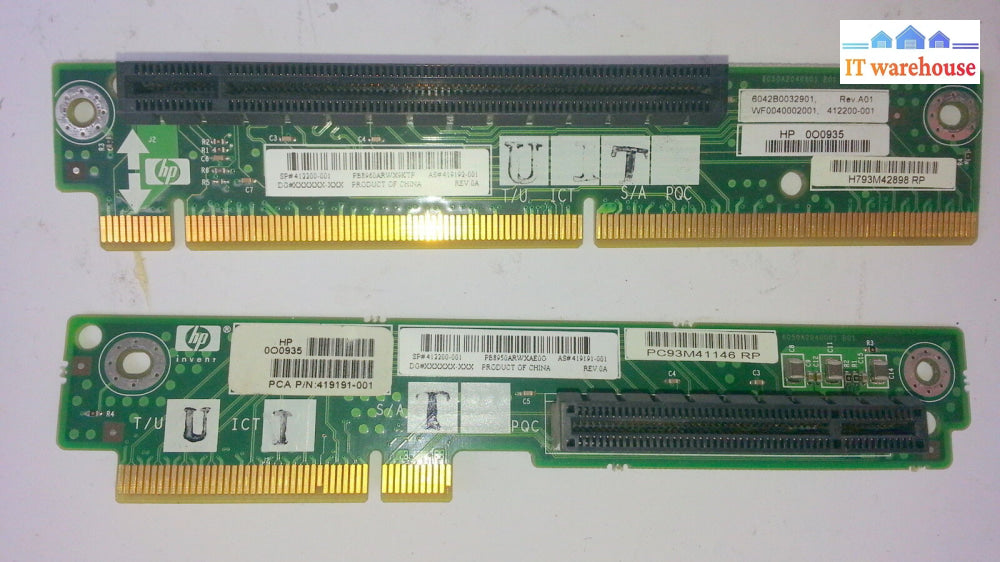 Pair Of Hp Proliant Dl360 G5 Riser Boards 412200-001 419192-001 419191-001