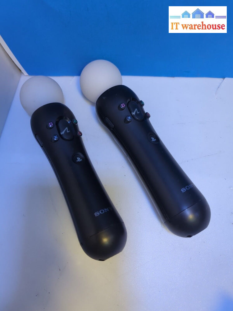 Pair Of Sony Ps3/Ps4 Move Motion Controllers - Black (Cech-Zcm1U) Tested