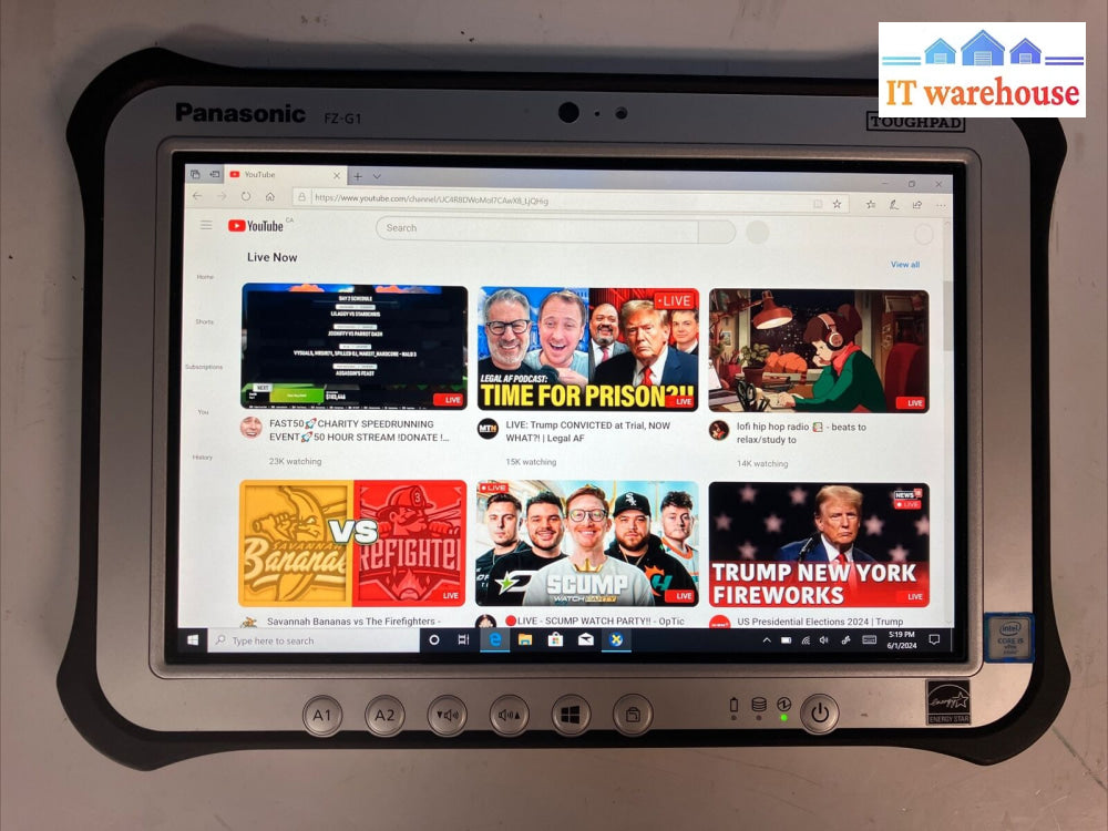 Panasonic Toughpad Fz-G1 Tablet I5-6300U Cpu / 8Gb Ram 250Gb Ssd Win10 Pro ~
