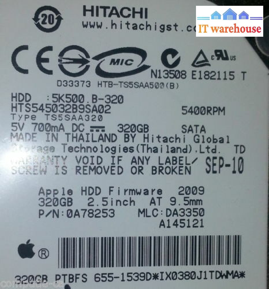 Pcb - Hitachi 500Gb 5K500.B320 Hts545032B9Sa02 P/N:0A78253 Apple Fireware 2009