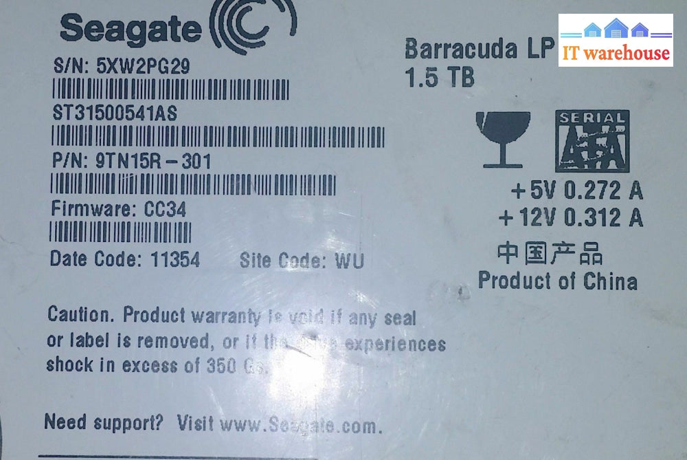 Pcb - Seagate St31500541As P/N: 9Tn15R-301 F/W: Cc34 1.5Tb Site: Wu