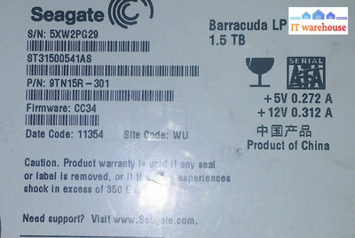 Pcb - Seagate St31500541As P/N: 9Tn15R-301 F/W: Cc34 1.5Tb Site: Wu