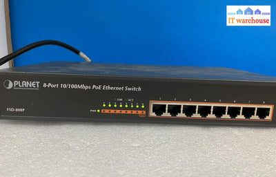 ~ Planet 8-Port 10/100 Mbps Poe Ethernet Switch Fsd-808P W/ Bracket