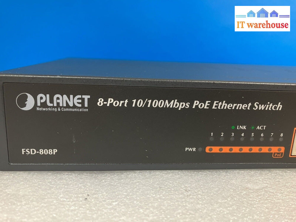 ~ Planet 8-Port 10/100 Mbps Poe Ethernet Switch Fsd-808P W/ Bracket