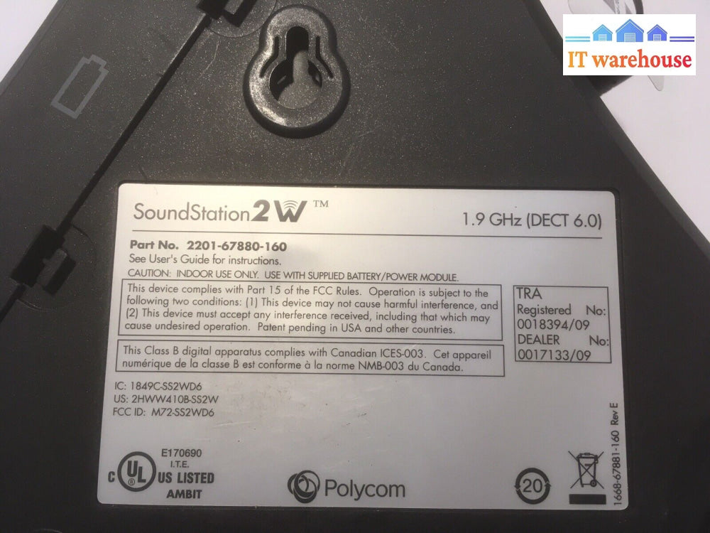 + Polycom Soundstation 2W Dect 6.0 2201-67880-160 Conference Speakerphone W/ Ac