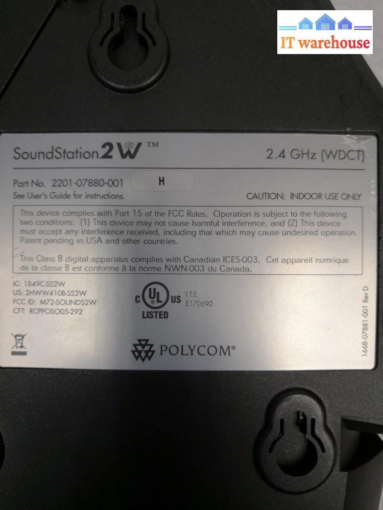 - Polycom Soundstation 2W Phone Base 2201-07880-001 W/Ac Adapter