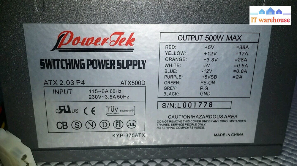 Power Tek Atx500D Switching Supply