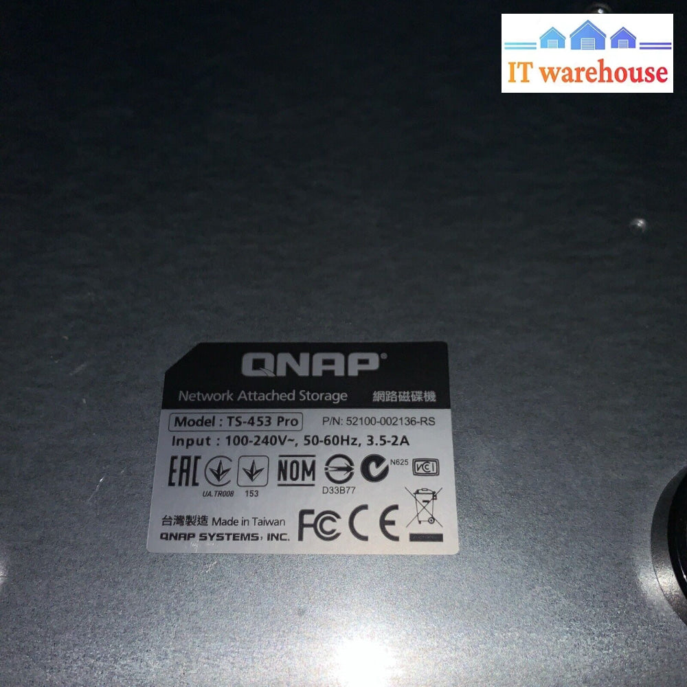 Qnap Ts-453 Pro 4-Bay Nas Intel 2.0Ghz 4-Core Media Transcoding Virtual Station