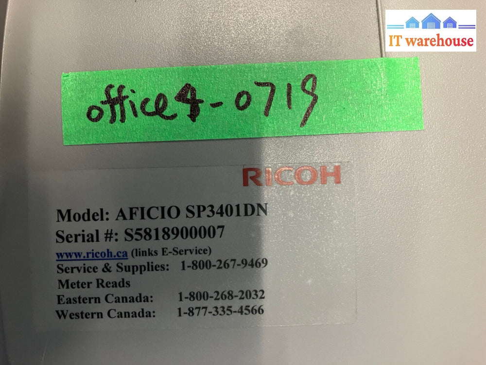 ~ Ricoh Aficio Sp 3410Dn Monochrome Laser Printer Page Count: 65K (No Toner)