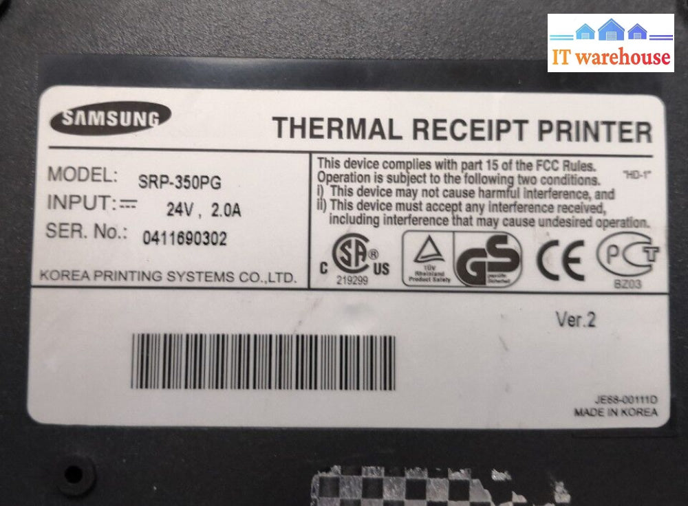 - Samsung Bixolon Srp-350Pg Thermal Receipt Printer (Parallel) No Ac Adapter