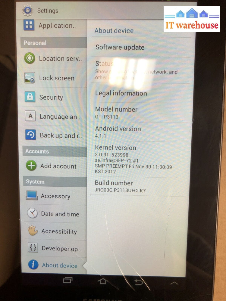 $ Samsung Galaxy Tab 2 7’ Gt-P3113 8Gb (Glass Cracked)