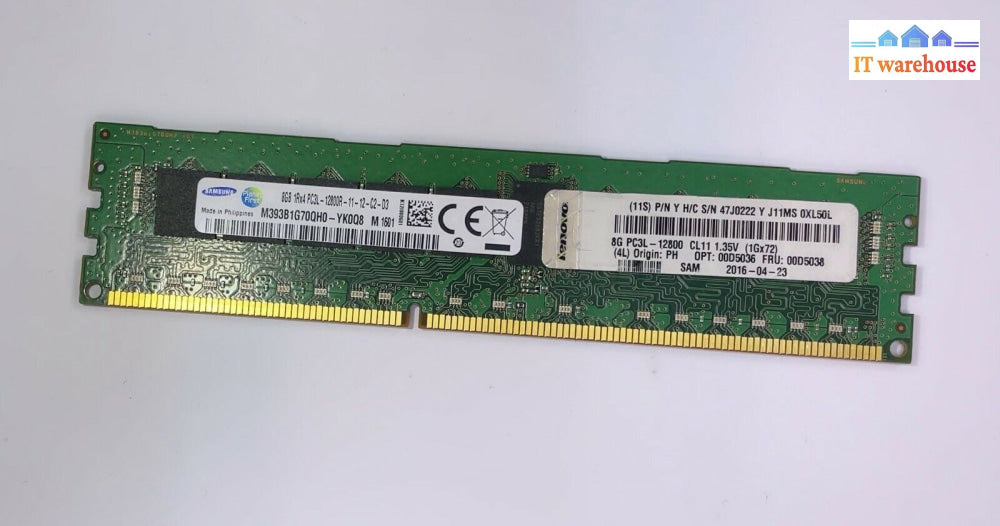 Samsung M393B1G70Qh0-Yk0 8Gb Pc3L-12800R Ddr3-1600 1Rx4 Ecc (Server) Memory